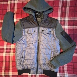 Distortion Clothing Sleeved Puffer Vest With Hood
